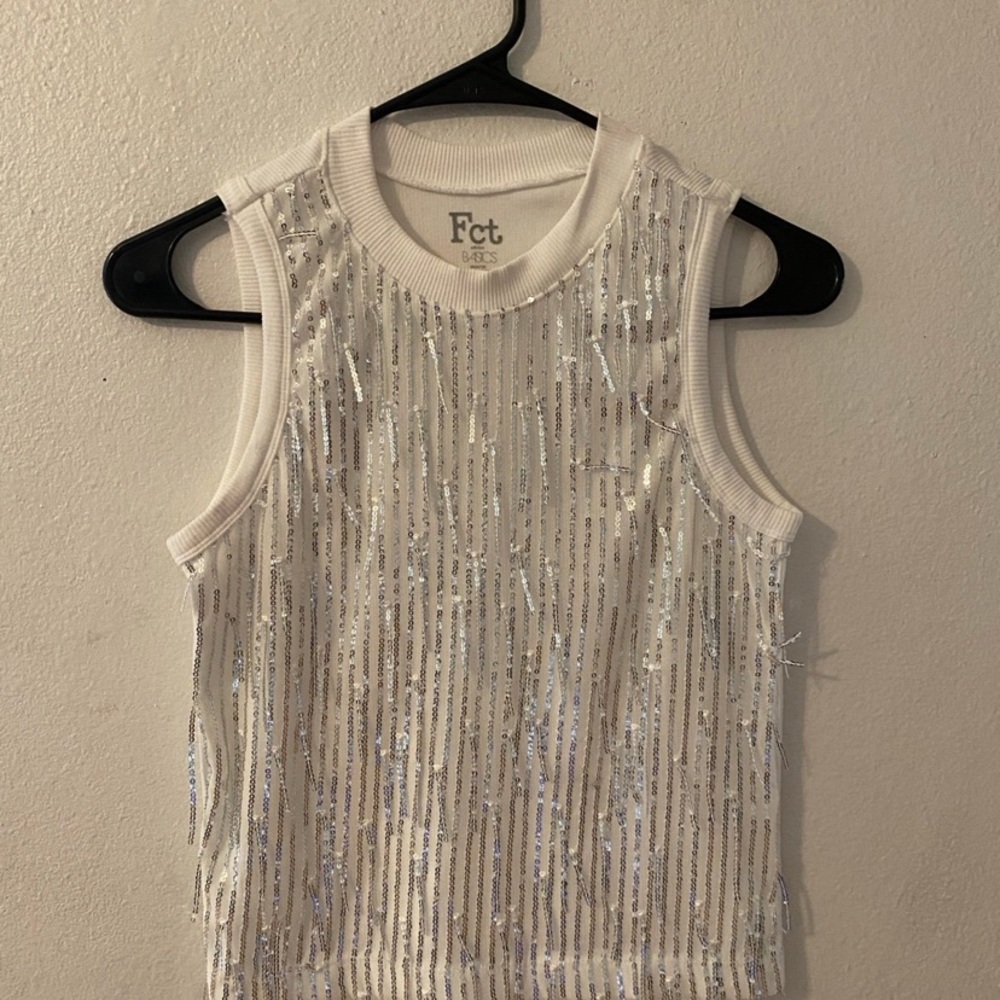 Fresh Clean Threads White Sequin Tank Top